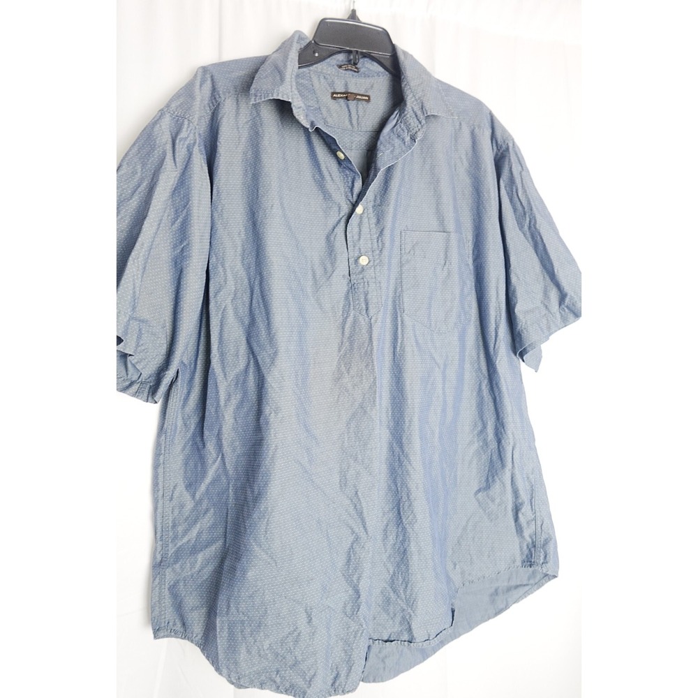 Alexander Julian Shirt Organic Cotton Mens X-Large Blue Dotted print Button‎ - Picture 2 of 6